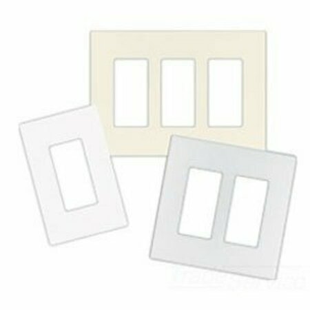 EATON WIRING DEVICES 6.75in x 0.08in x 4.87in, White Satin, Polycarbonate, 3-Gang, Mid, Decorator, Screwless, Wallplate 9523WS
